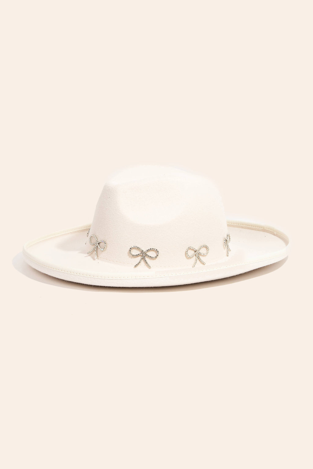 Rhinestone Ribbon Bow Charms Fedora Hat