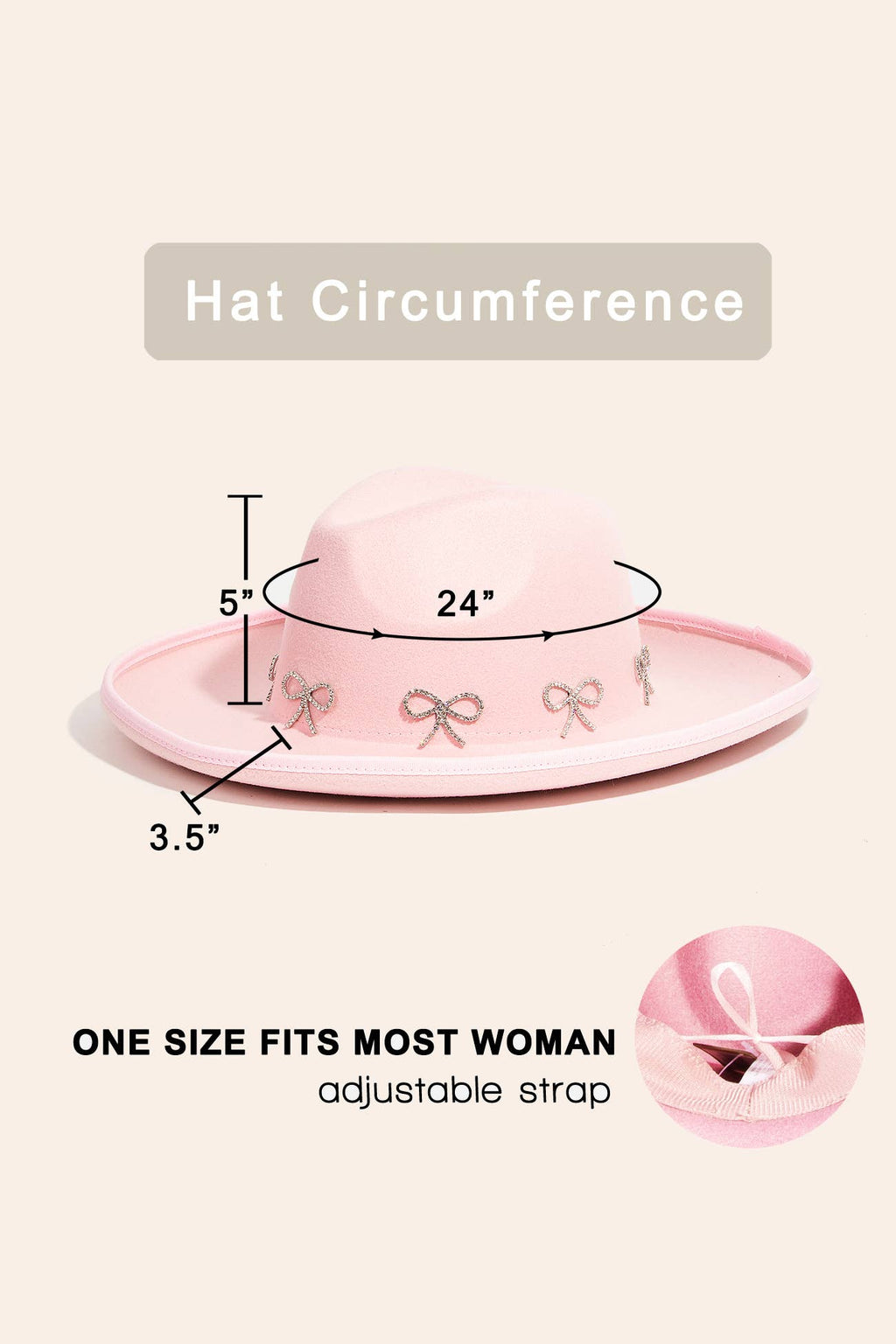 Rhinestone Ribbon Bow Charms Fedora Hat