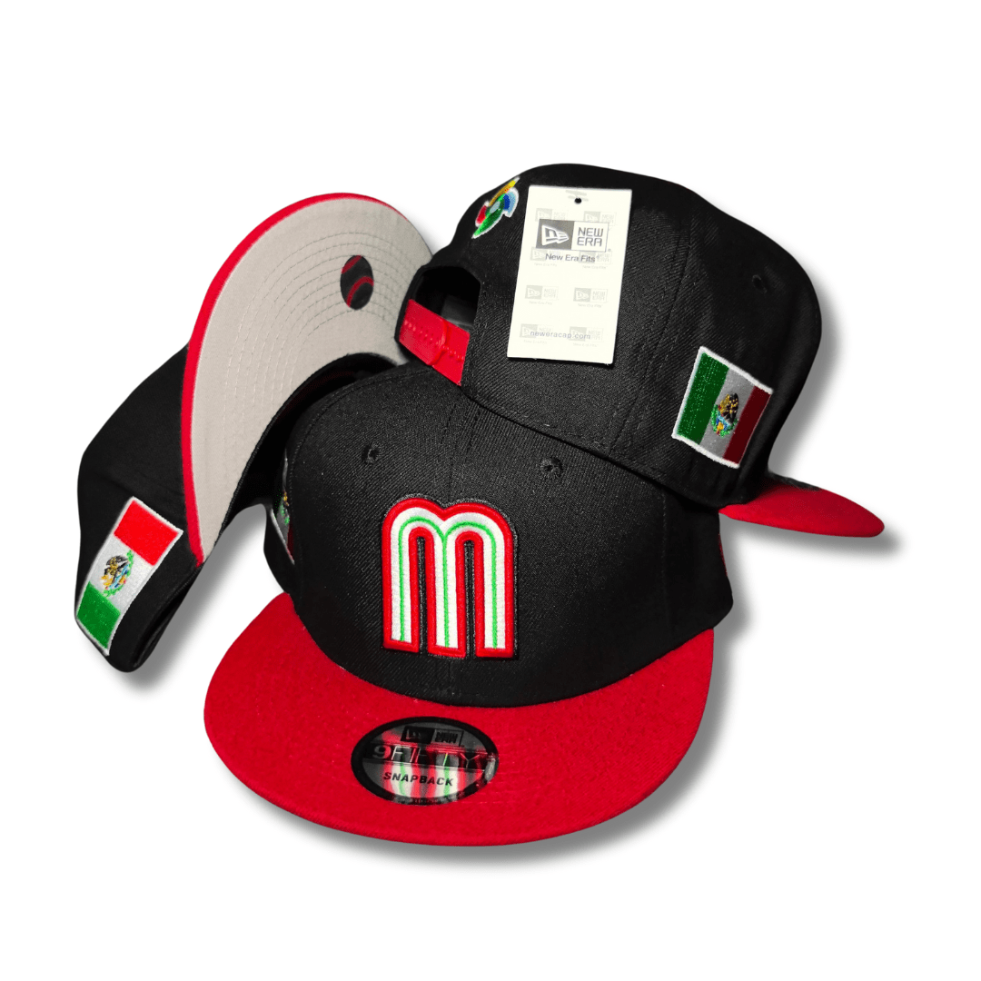 Mexico National Baseball Team New Era 9Fifty Black and Red with Flag Details – Snapback Cap