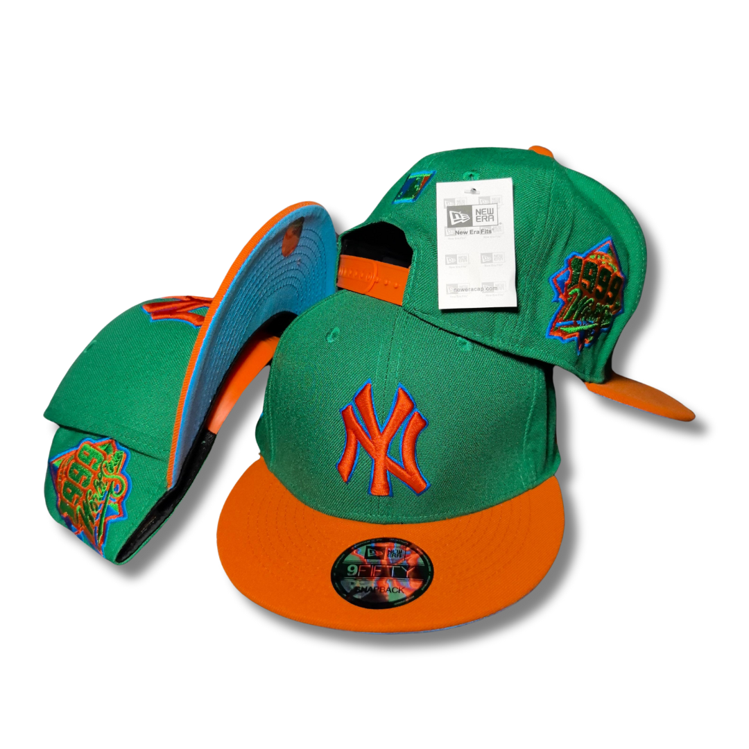 New York Yankees Green and Orange with 1999 Embroidered Side Patch – Snapback Cap
